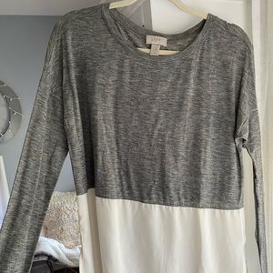 Loft outlet gray & cream color block blouse